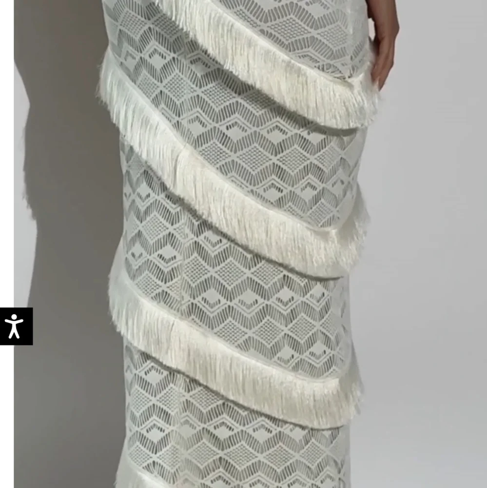 Patbo Crochet Strapless Fringe Trim Maxi Dress - Picture 6 of 14